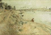 Jean-francois raffaelli Fisherman on the Bank of The Seine oil painting reproduction